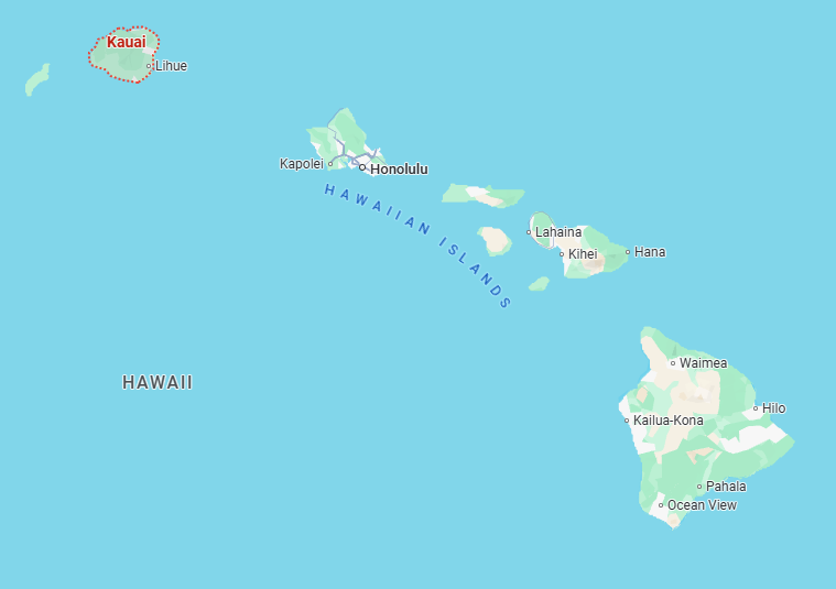 Map of Kaua'i, Hawaii